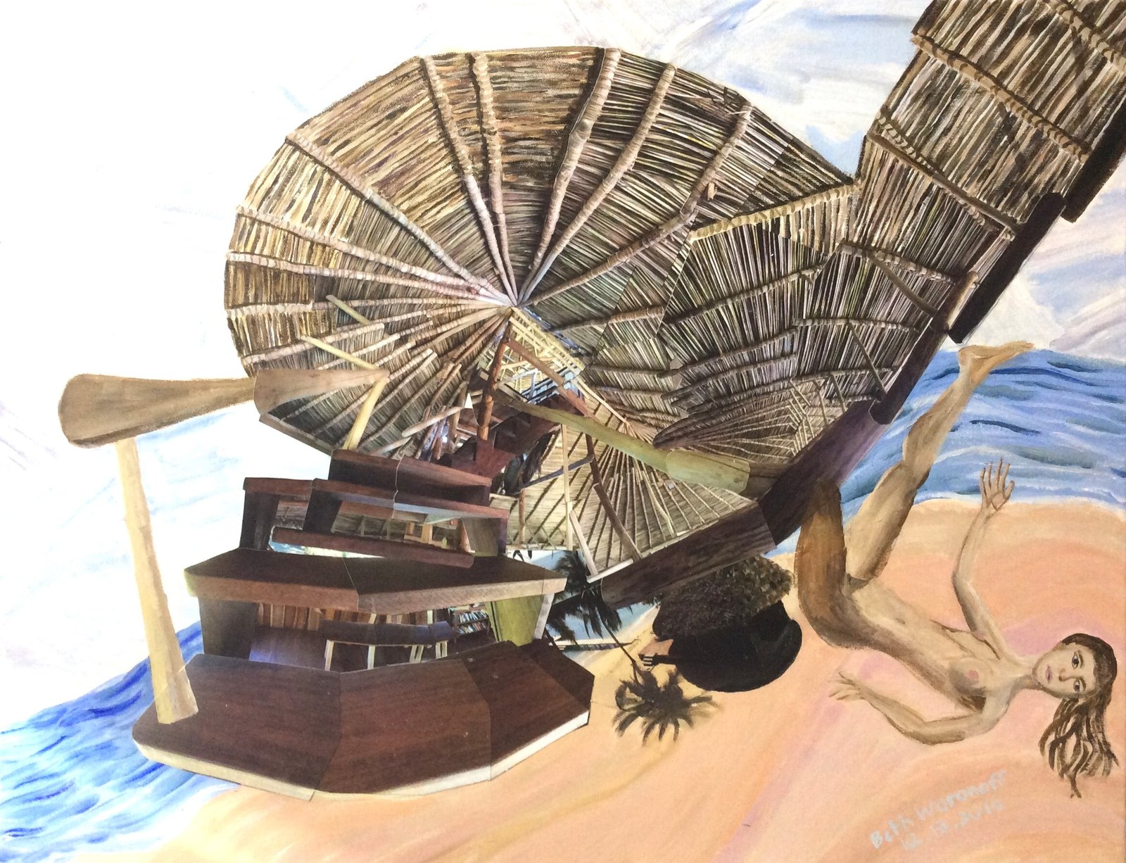 Woman Falling, photomontage by Beth Woronoff, 2016